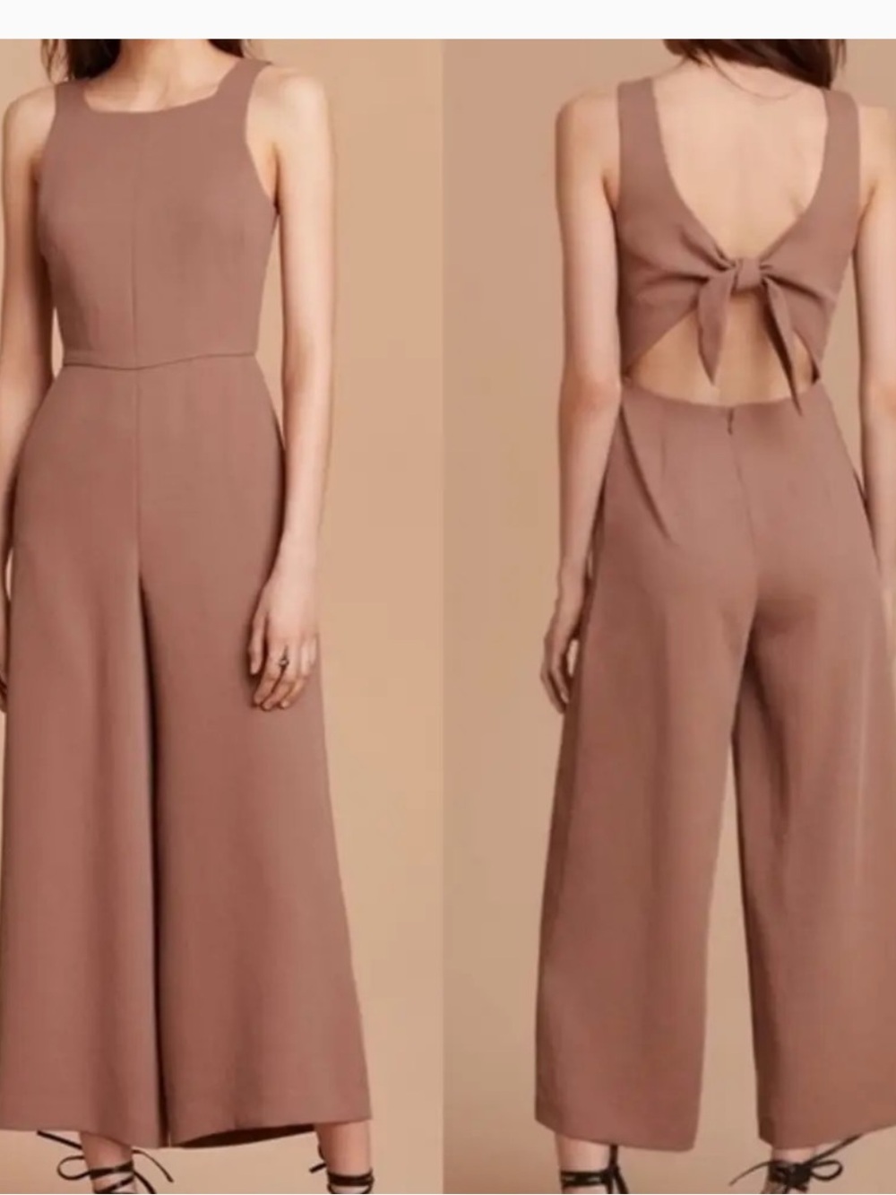 Aritzia Wilfred Ecoulement Mauve-Brown Tie-Back Wide-Leg Jumpsuit